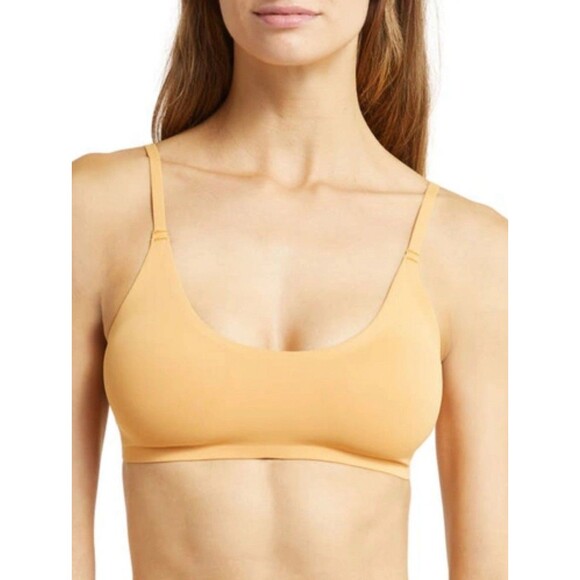 Free People Stella Scuba Bralette Stretch Adjustable Straps Gold Mustard Large - Picture 1 of 4